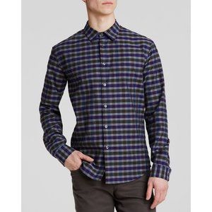 VINCE Melange Plaid Long-Sleeve Button Down Shirt